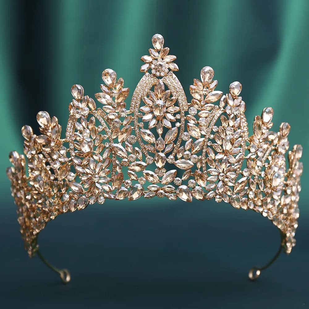Corone Nuziali in Cristallo Barocco, Tiare Grandi da Regina e Principessa, Gioielli per Capelli da Sposa, Copricapo per Concorsi di Bellezza Miss Universo