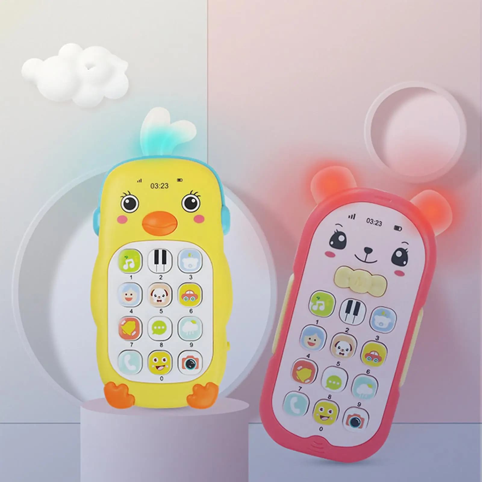 Giocattolo Telefono per Bambini con Luci e Suoni, Gioco Educativo per l'Apprendimento Precoce, Regalo per Viaggi in Auto, Passeggino, Aula