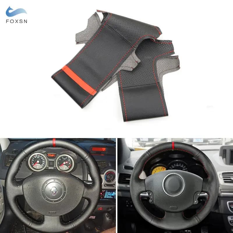 Per Renault Megane 2 2003 2004 2005 2006 2007 2008 Kangoo 2008 Scenic 2 2003-2009 Coprivolante per auto Rivestimento in pelle rosso viaggio