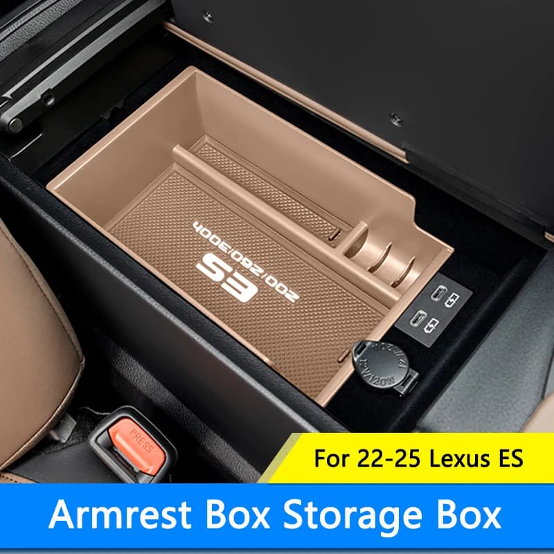 QHCP Central Armrest Storage Box Car Armrest Organizer Tray Stowing Tidying For Lexus ES 200 260 300h 22-25 Interior Accessories