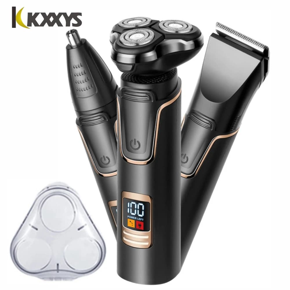 3 In 1 Electric Razor for Man Smart Beard Beard Trimmer IPX7 Shaving Machine LCD Display Electric Shaver Wet-Dry Dual
