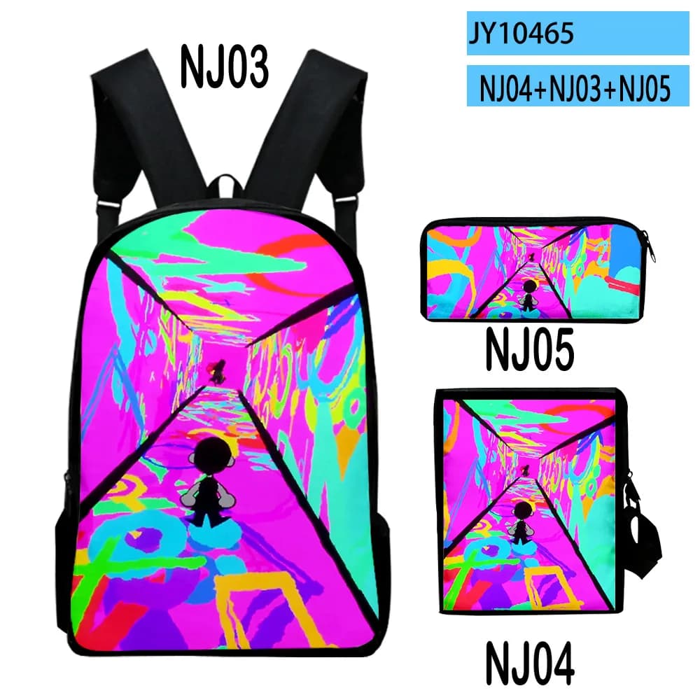 Classic Subway Midnight Game 3D Print 3pcs/Set pupil School Bags Laptop Daypack Backpack Inclined shoulder bag Pencil Case