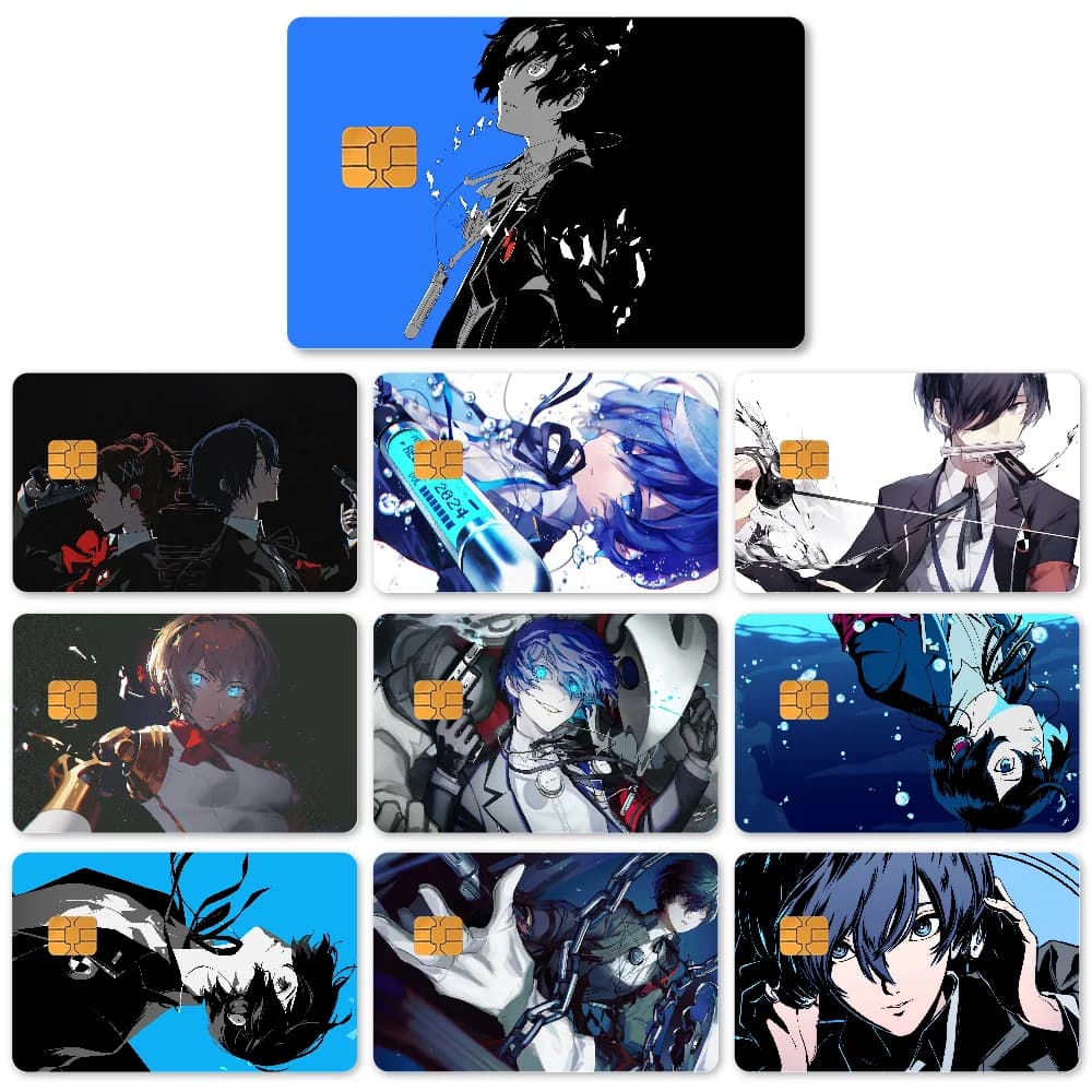 Gioco P-Persona 3 adesivi 4 pezzi adesivi in pelle per carte in PVC per carte bancarie bus custodia per carte Metro decora regalo
