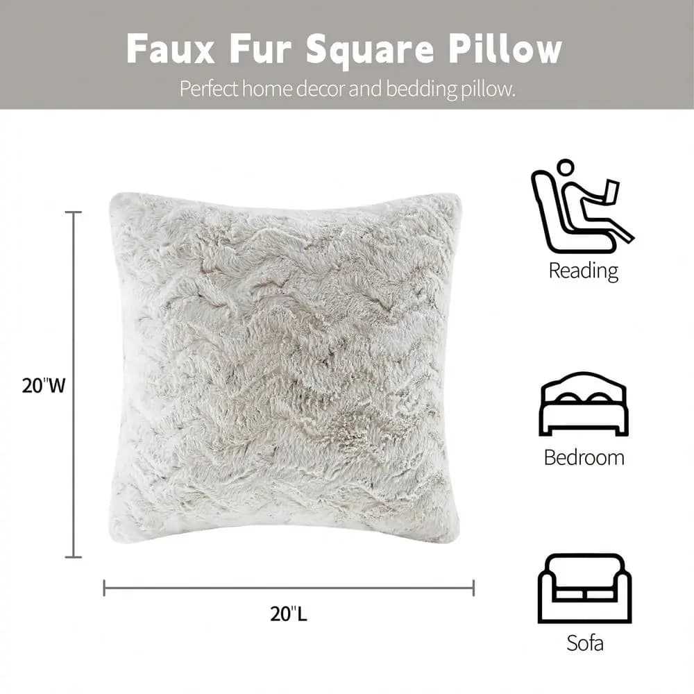 Zuri Faux Faux Fur Animal Throw Pillow, Luxury Square Decorative Pillow, 20X20, 1 Count (Pack Of 1)