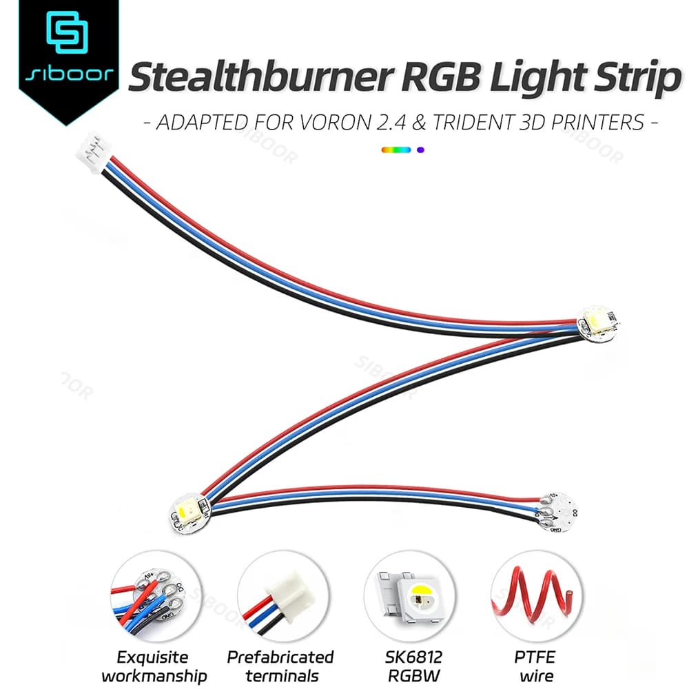 Voron 2.4 furtthburner Hotend RGBW Light Strip RGBW lampada perline uso per filo resistente all'usura in Teflon arriva pronto per l'installazione