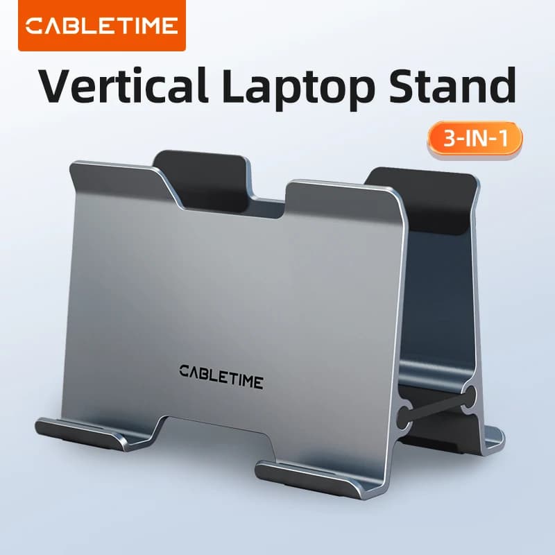 CABLETIME Aluminum Alloy Vertical Laptop Stand Desktop Gravity Holder Notebook Support For Surface HP Dell MacBook pro Holder
