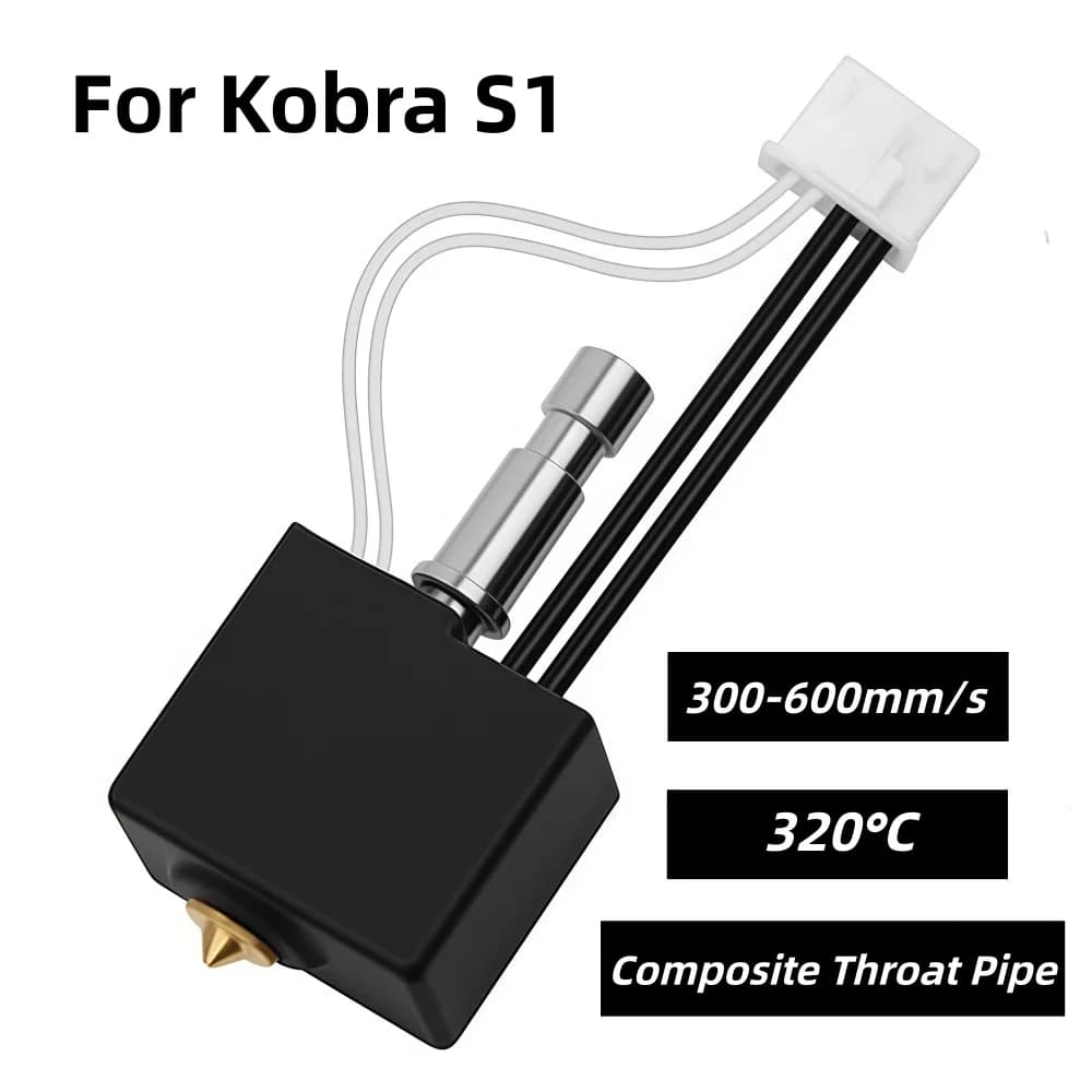 For Anycubic Kobra S1/S1 Combo Hotend Kit, 0.4mm Brass Nozzle + Heater Cartridge Thermistor, Silicone Sock, High Temp High Speed