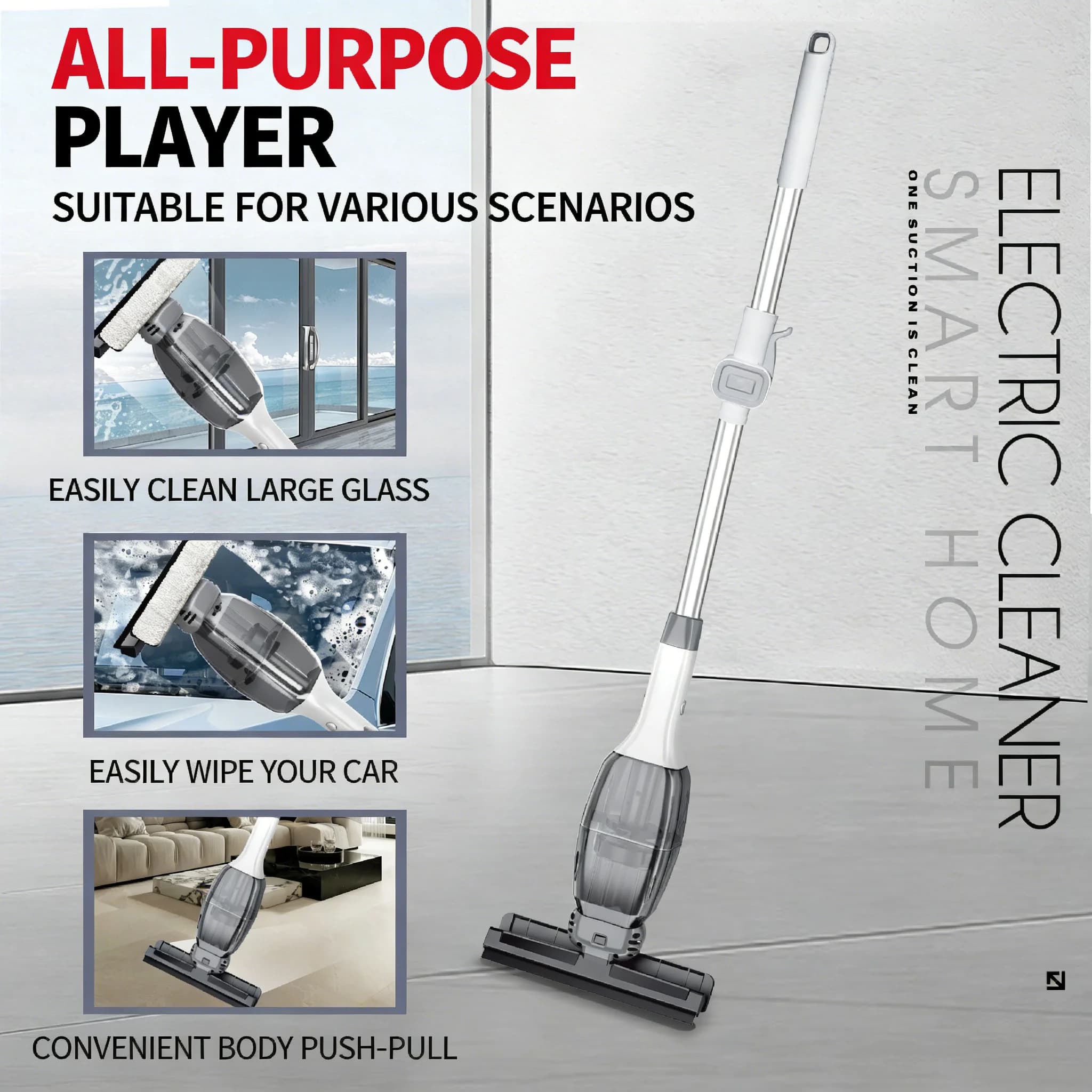 NEW robot electric washing machine handle long adjustable scale anti-fog brush for cleaning house for glass floors desk tiles