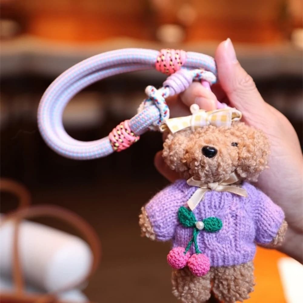 Original handmade cute puppy bag charm mobile phone rope colour rope plush doll tide play dolls
