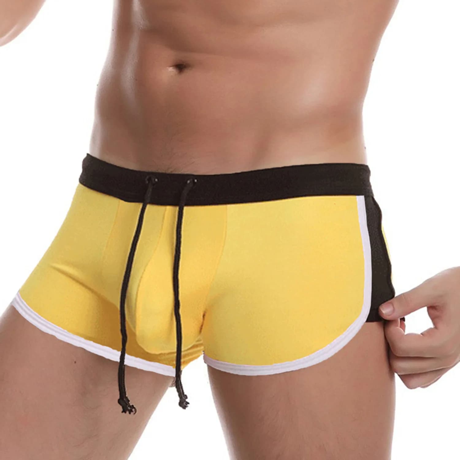 Costume da bagno da uomo con coulisse, pantaloncini da nuoto a gamba corta ad asciugatura rapida per sport acquatici
