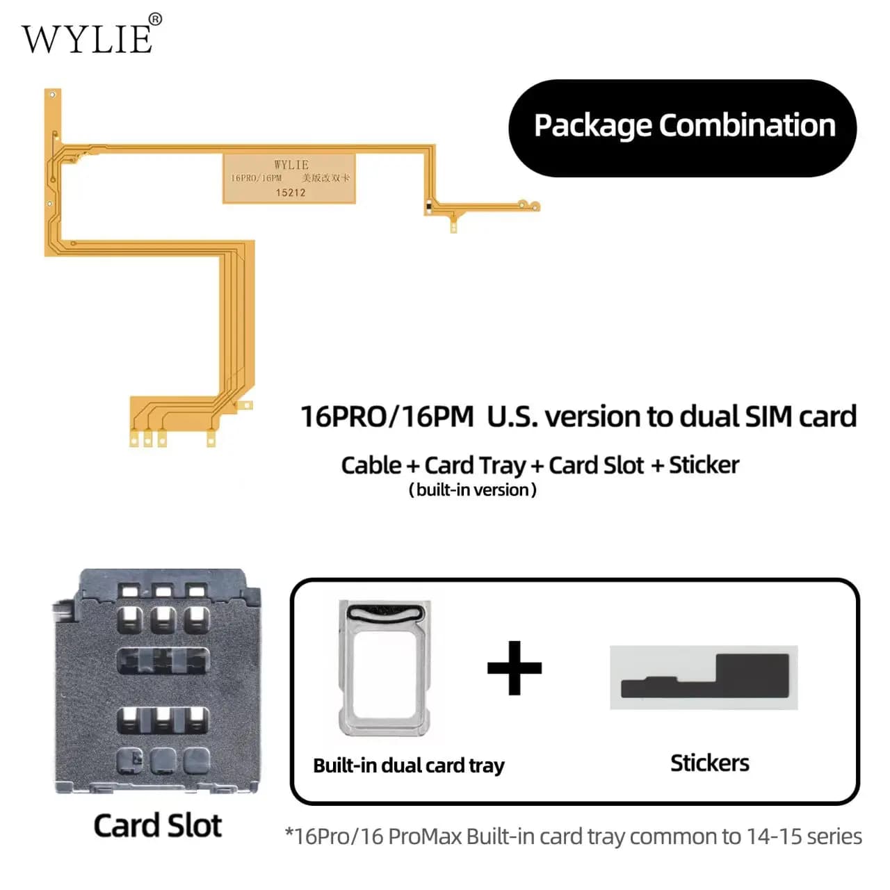 WYLIE eSIM al cavo integrato per scheda singola per IPhone 16 Pro Max Plus 16Pro Esim a doppia scheda SIM Nessun separato Nessun danno Flex