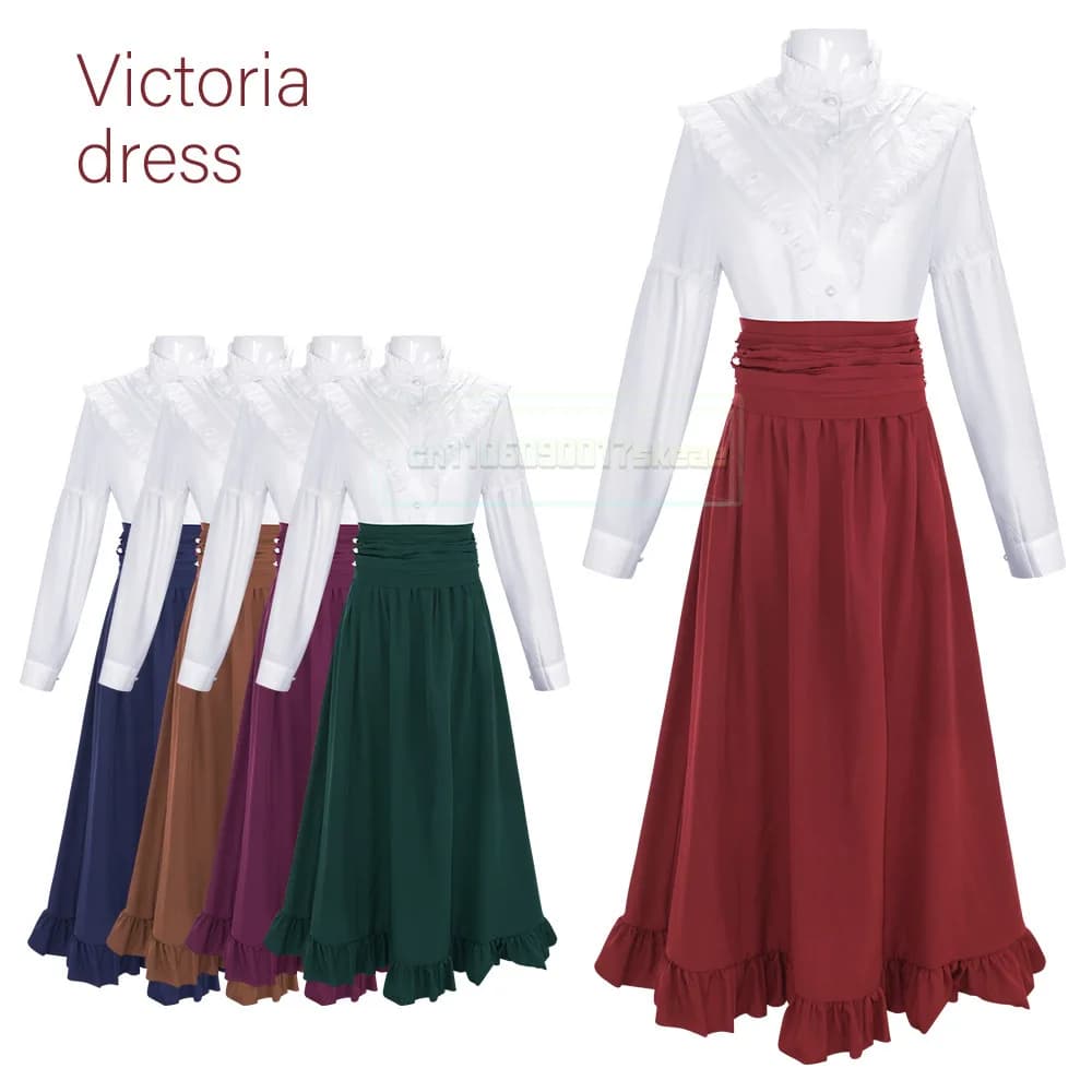 Costume vintage vittoriano per donna Camicie con volant gotico medievale Gonna lunga a vita alta Gonna da pirata rinascimentale di Halloween