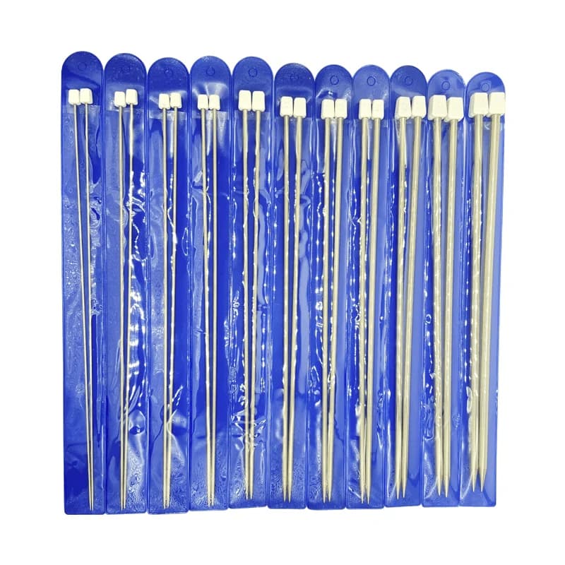 Spedizione gratuita Aghi per maglieria in acciaio inossidabile a punta singola 25,35 cm 11 paia dimensioni 2.0-8.0mm per cucito a maglia artigianale fai da te