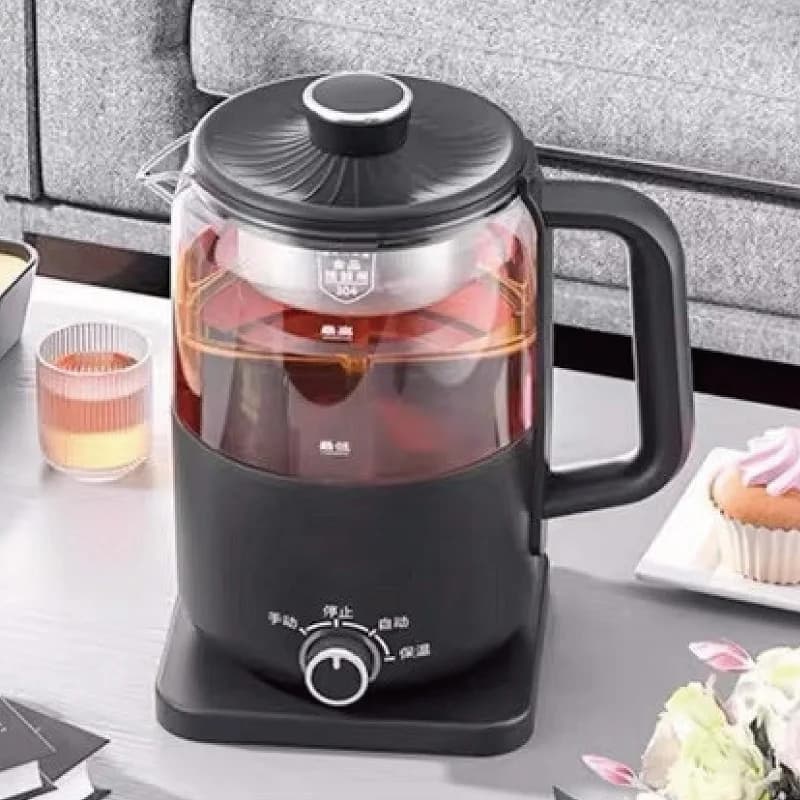 Electric kettle 1.2 liters 4 marches Office teapot Pu'er Steam teapot Multifunctional flower glass teapot Auto Keep your health warm