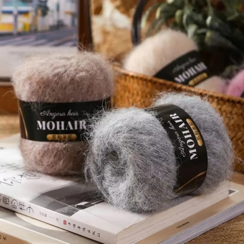 Filato di Alpaca e Mohair Misto Cotone a Pelo Lungo, Morbido e Soffice, per Lavorazione a Mano e Uncinetto