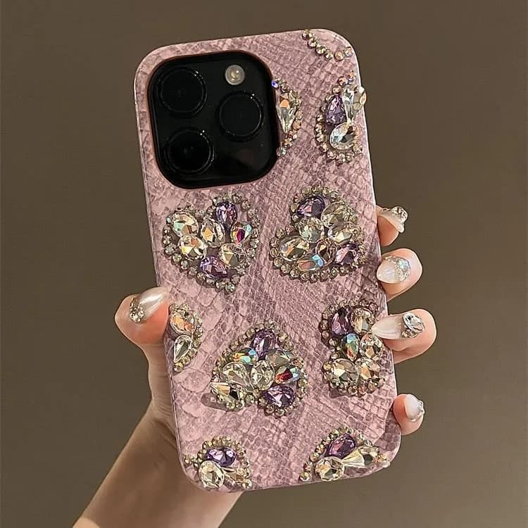 Nuova custodia per telefono adatta per iPhone 16promax modello serpente 15pro Love strass colorati 14 13 All Inclusive 12 Cover protettiva