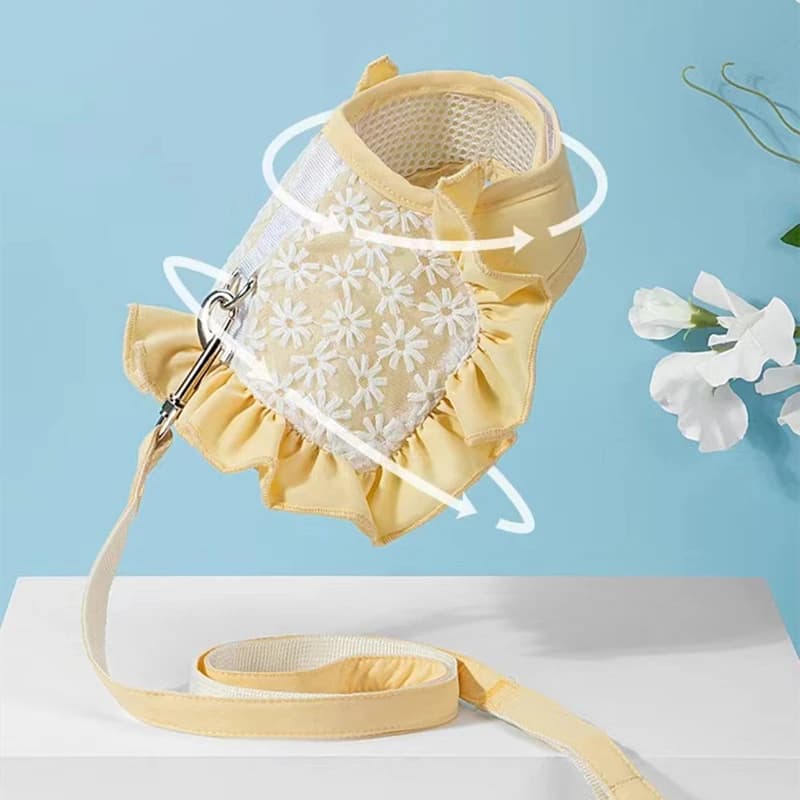 Lace Dog Cat Harness And Leash Set Flower Pet Vest For Small Dog Breathable Puppy Kitten Walking Training Accessories Chihuahua