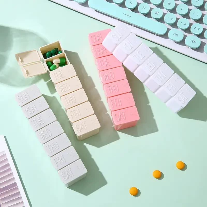 Weekly Pill Organizer Travel Daily Pill Box Medicine Organizer 7 Day for Fish Oil, Calcium Tablets Supplements & Other Vitamin