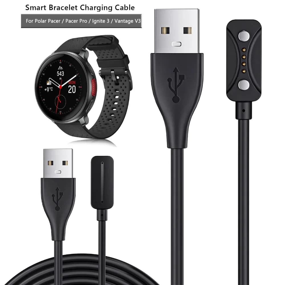 1 m USB charging cable for Polar Pacer/Pacer Pro/Ignite3/Vantage V3, 5V 1A smartwatch charging cable, clock power cord, 1-5 pcs