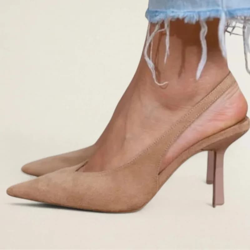 Nuove Ciabatte Eleganti da Donna con Tacco Alto e Punta Affusolata, Collezione Primavera Estate 2026, Disponibili in Taglie Grandi, con Calzini Regolabili