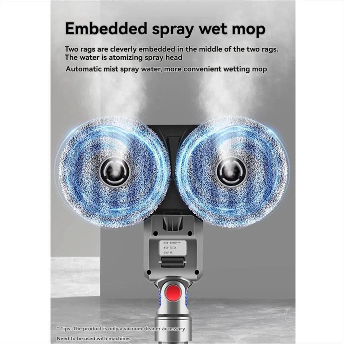 SHIP WITHIN 24 HOURS Electric Floor Mop Head for V7 V8 V10 V11 V15 Vacuum Cleaner Attachment with 4 Mop Pads and Switch Lock