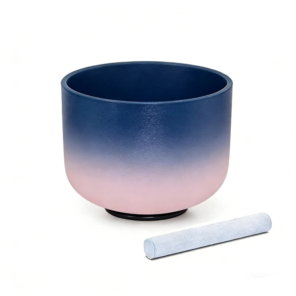 Hye-eun 8inch Blue&Pink Rainbow 440hz/432/528hz Crystal Singing Bowl Tibetan Sound Bowl for Energy Meditation Healing