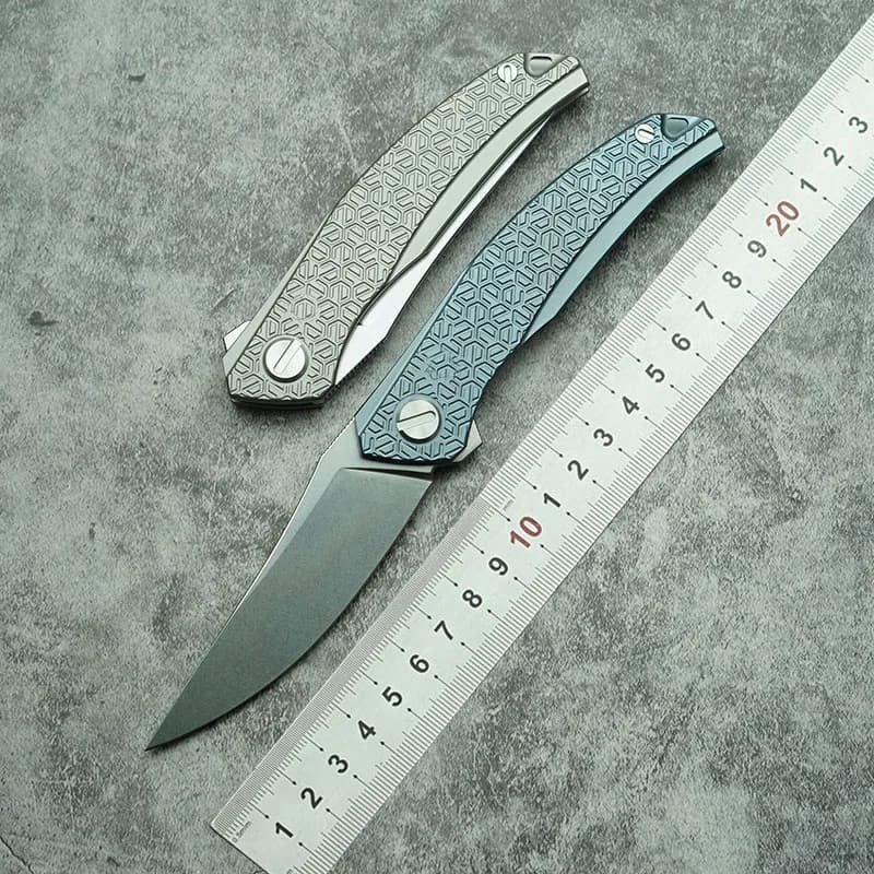 LEMIFSHE New Quantum Folding knife Mark Cromax PM titanium alloy handle outdoor camping hunting kitchen survival tools EDC