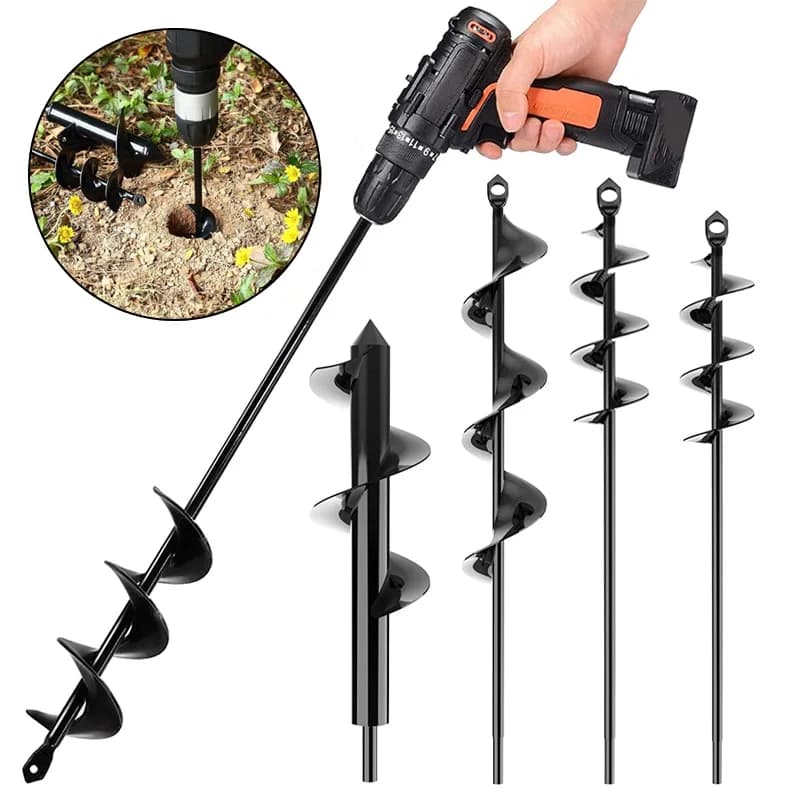 9 Size Garden Rope Drill Tip Tool Spiral Hole Ground Drill Ground Drill for Planting Seed Garden Fence Planter