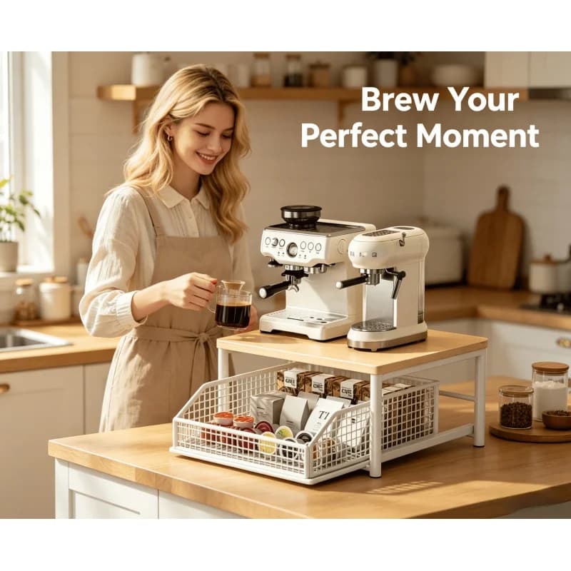 Organizzatore per Macchina da Caffè a Microonde – Scaffale Salvaspazio per Elettrodomestici da Cucina, Design Moderno ed Elegante