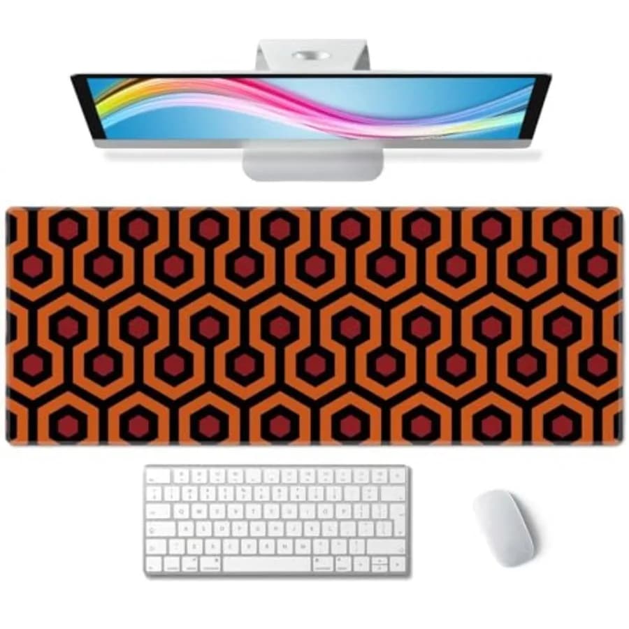 Desk Mat Orange Black Large Extended Mouse Pad XL Desk Pad Gaming Mousepad Keyboard Mouse Mat for Computer Laptop 31.5''X11.8''