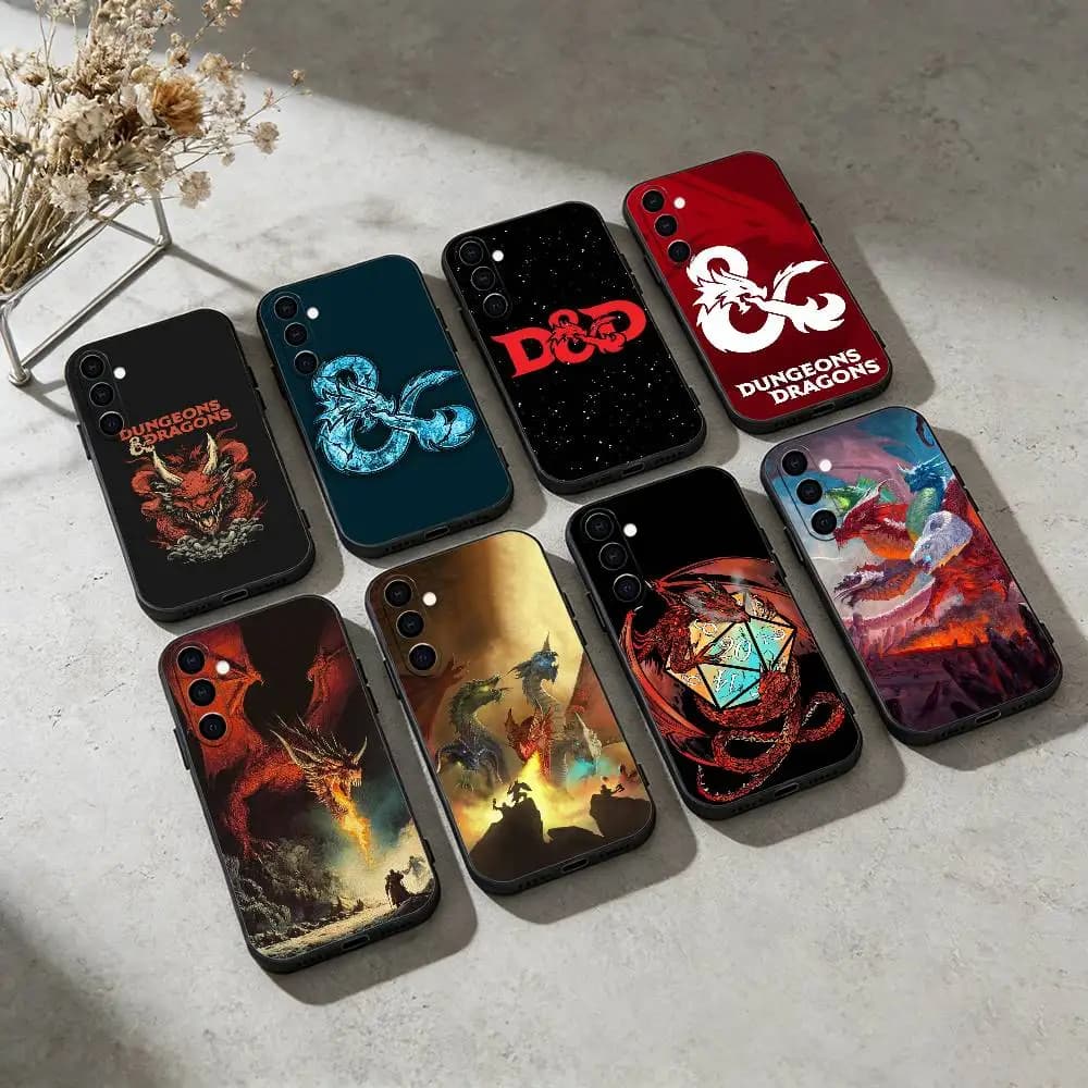 D-dungeons and D-Dragons Custodia per cellulare per Samsung Galaxy A20,21s,22,31,32,52,53,72,73,80,91 Soft Black Shell