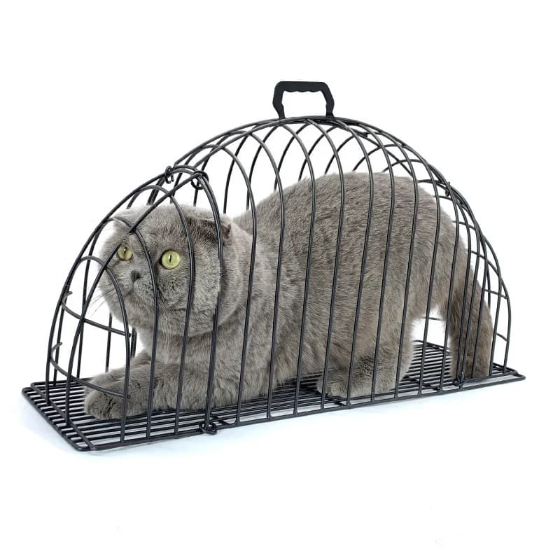 Gabbia in metallo leggera anti-sbattimento a 2 porte per il bagno dei gattini, per doccia e asciugacapelli, accessori per animali domestici