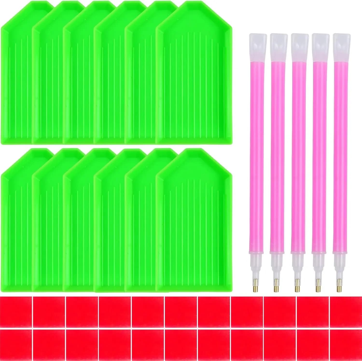 Kit di 39 Strumenti per Diamond Painting con Vassoi, Penne e Colla in Pasta per Arte Fai-da-Te