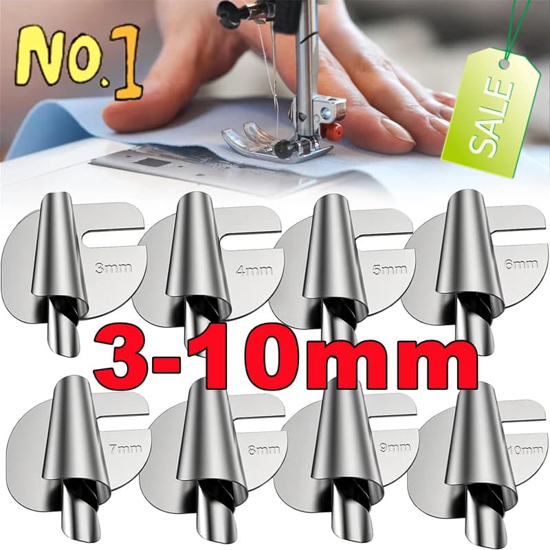 New Sewing Rolled Hemmer Foot Set 3-10mm Wide Rolled Pressure Foot Sewing Machine Home Industrial Curved Scroll Hemmer Foot Tool
