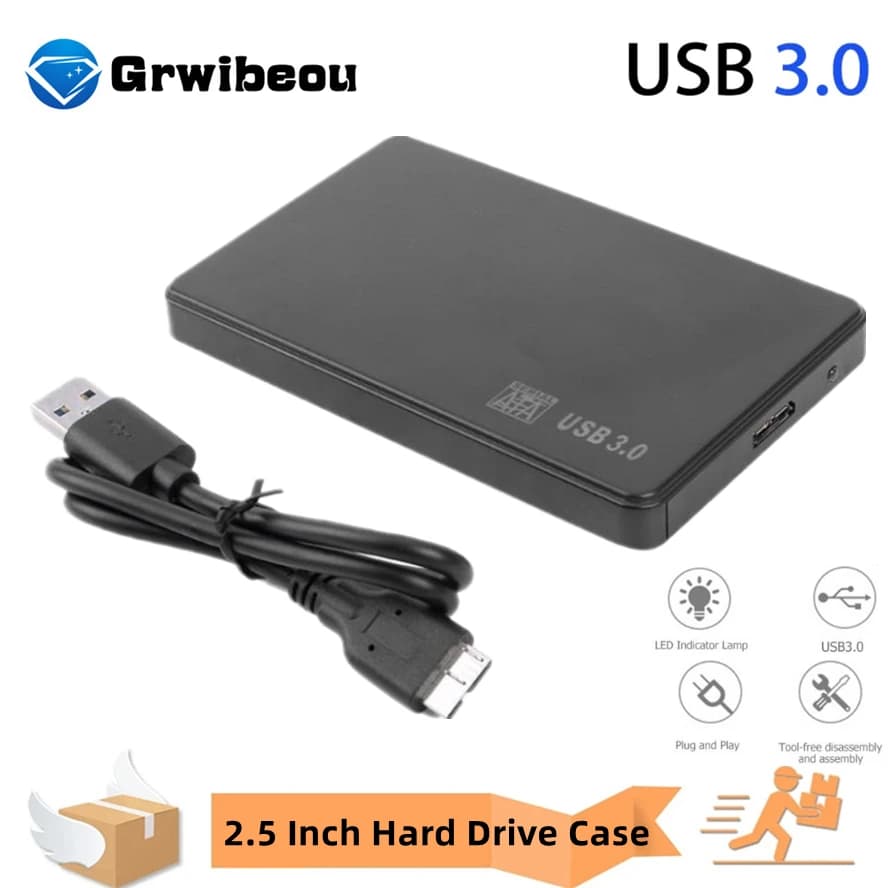 Custodia per disco rigido USB 3.0 da 2.0 a 2,5 pollici Custodia per disco rigido SATA HDD SSD Scatola per disco rigido esterno da 5 Gbps per PC portatile Smartphone