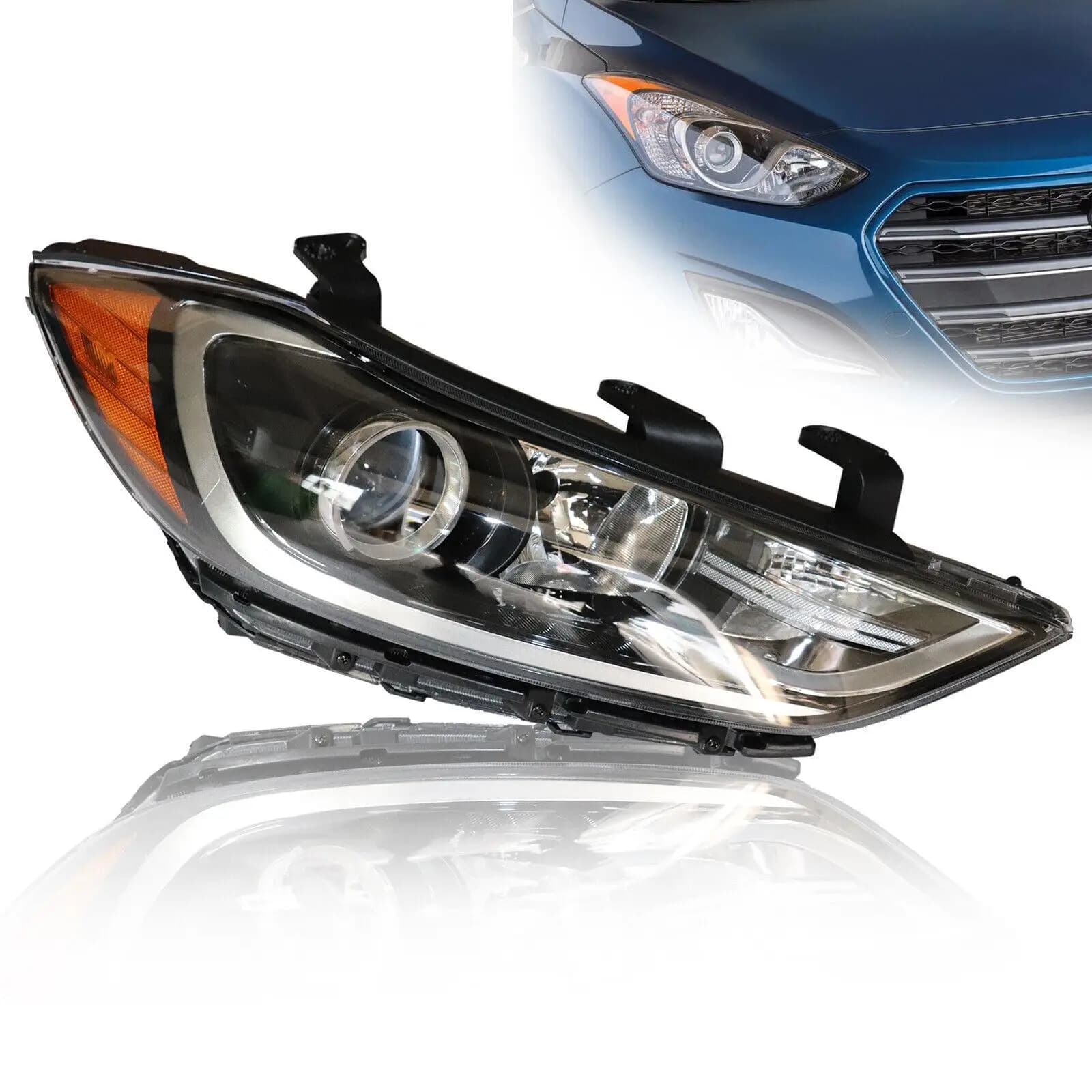 Per Hyundai Elantra 2017-2018 Faro Alogeno Tipo di Faro Lente Trasparente Lato Passeggero Destro W/O DRL 114-10015R 92102F3000
