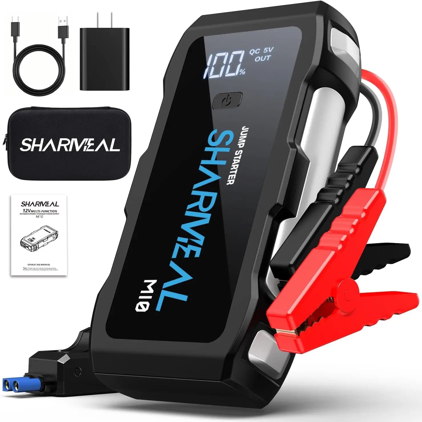 Avviatore di Emergenza per Auto 6000A con Ricarica Rapida USB, Torcia e Cavi di Avviamento per Tutti i Motori a Benzina o Diesel fino a 10.0L