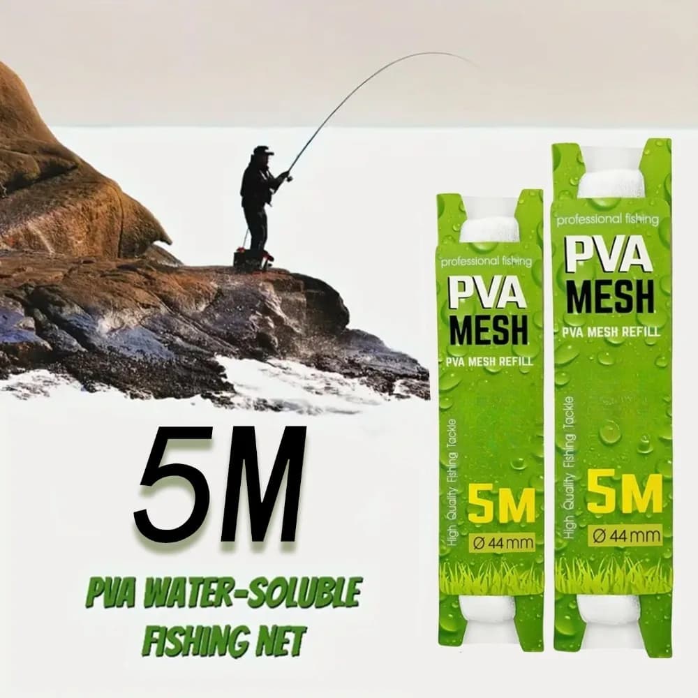 5M Mesh Water-soluble Fishing Nest 18mm/25mm/37mm/44mm Environmental Carp Fishing Feeder PVA Mesh European Fishing Accessories