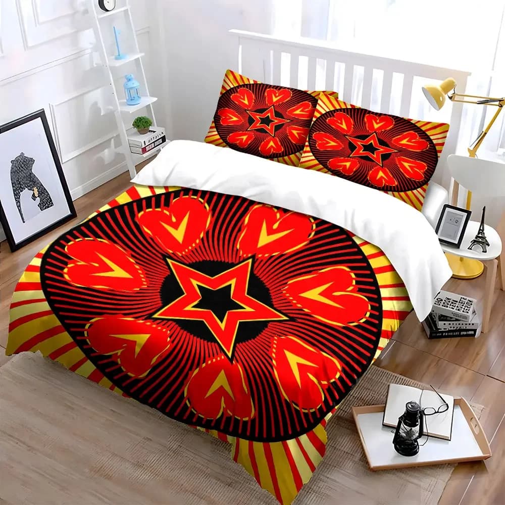Star Heart Pattern Home Decor Soft Comfortable Duvet Cover Bedding Set Included 1*Duvet Cover & 2*Pillowcases, gift