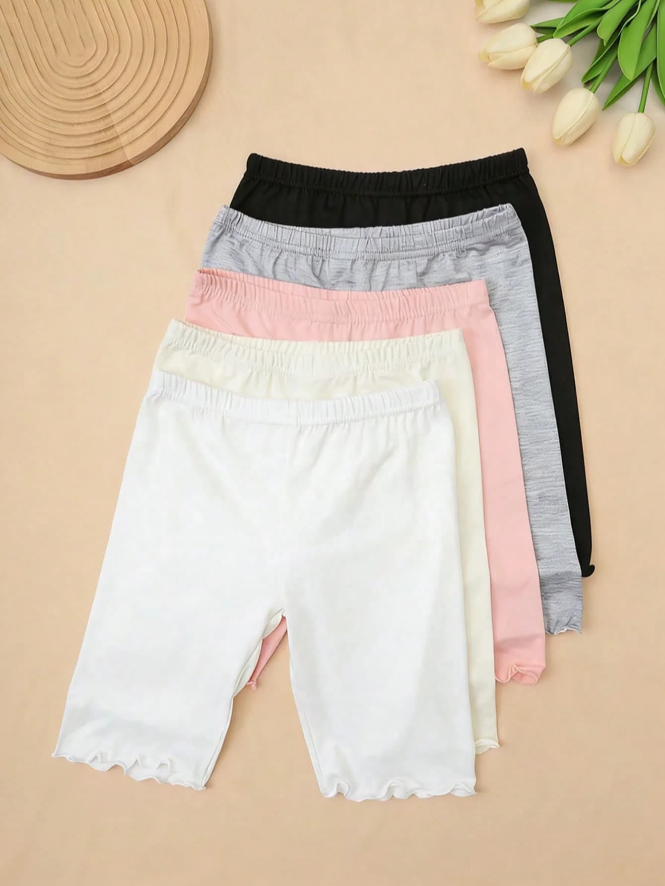 5 pantaloncini di sicurezza per bambine, color caramella, dolci e carini, con fondo in legno, morbidi e confortevoli, adatti per l'uso quotidiano dei bambini