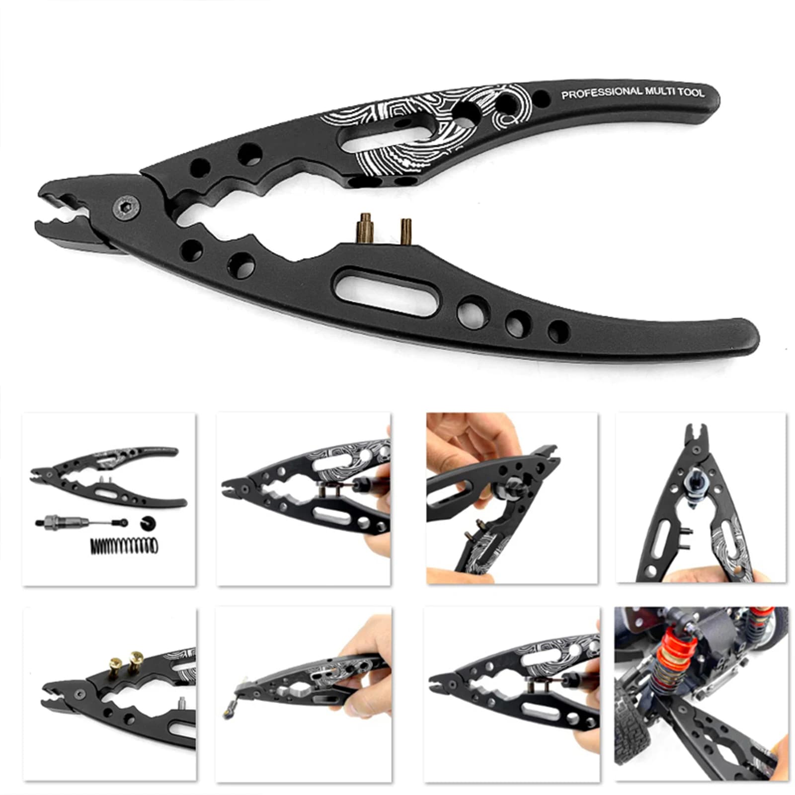 RS RC Ammortizzatore Albero Sfera Estremità Multi-Funzione Pinze di Riparazione di Montaggio Morsetto Strumenti Per 1/10 1/8 RC Modello di Auto RC Crawler Auto 94111 1/24