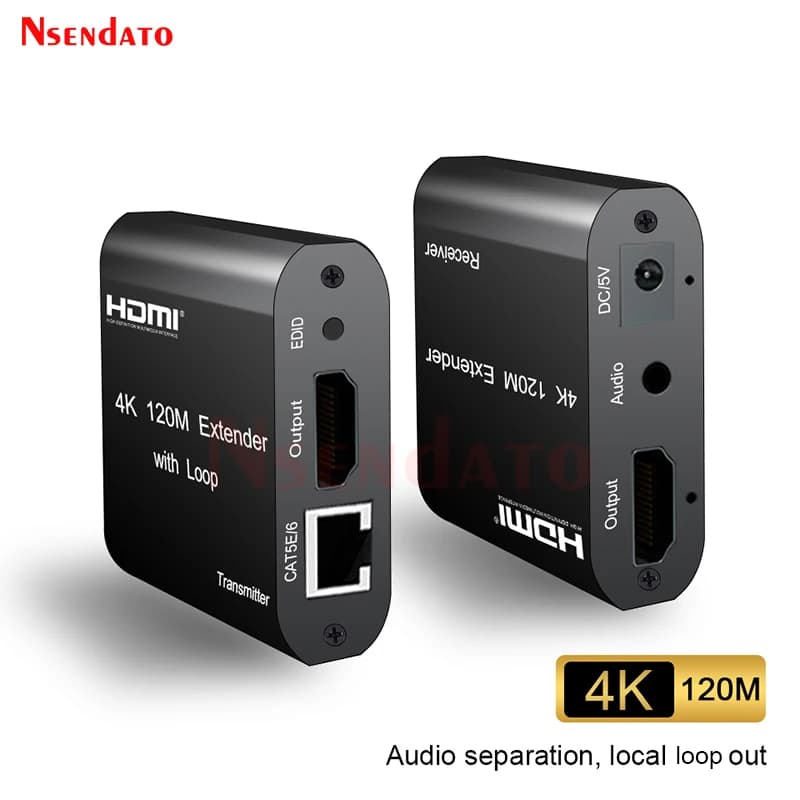 Extender HDMI 4K 60M 120M su RJ45 Cat6 con audio Aux, da HDMI a RJ45, per PS4, Apple TV, PC, laptop
