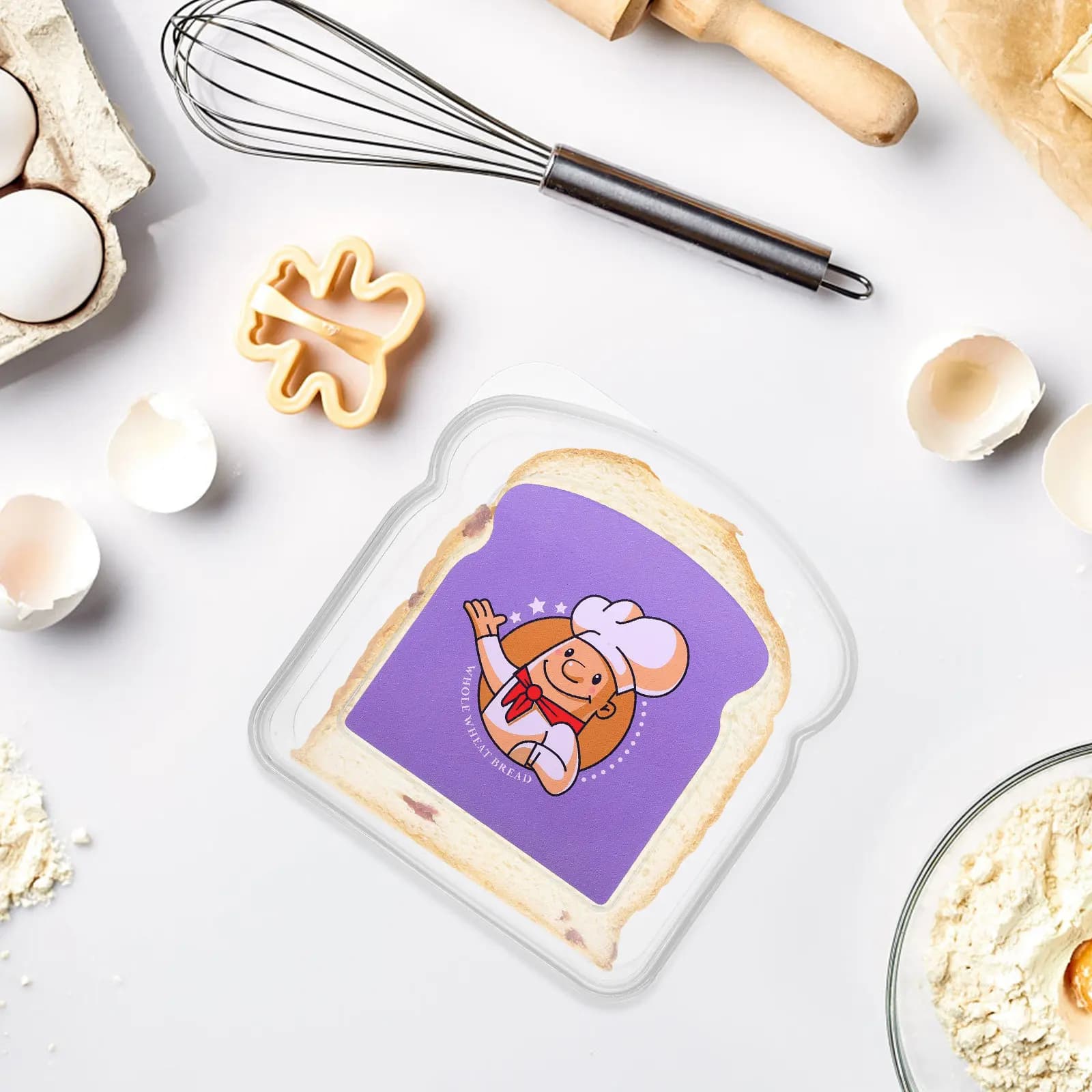 Contenitore per pane in plastica trasparente riutilizzabile, contenitore per sandwich a tenuta stagna, custodia per la conservazione degli alimenti, per picnic, pranzo, campeggio, preparazione dei pasti