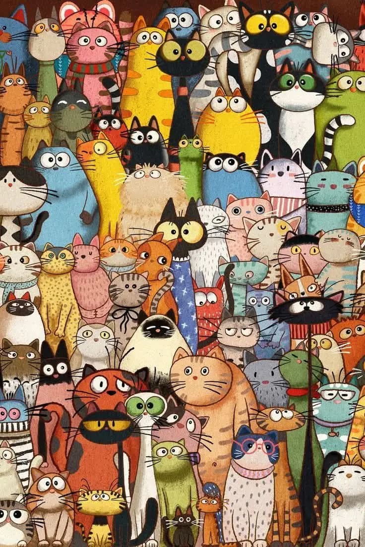 Puzzle Astratti con Gatti, 500/1000/1200/2000 Pezzi, Giochi per Attività Familiari, per Sala Giochi, Camera da Letto, Decorazione Casa, Regali