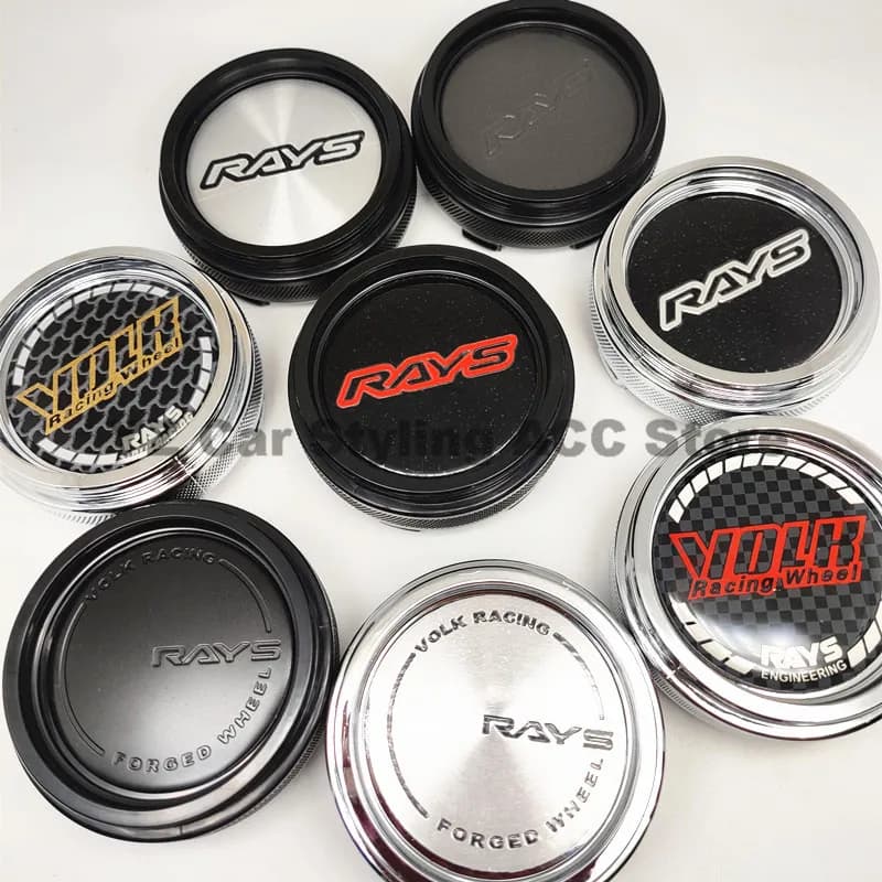 4 pz 66mm Coprimozzo Centrale Copertura per Raggi VOLK CE28 TE37 RE30 TTA ZE40 Nero Cromato Emblema Car Styling Accessori
