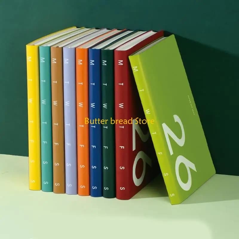 W89C 2026 PU Leather Academic Planner Two Page Per Week 2026 Weekly Planner Notebook with Ribbon Bookmarks for Scheduling