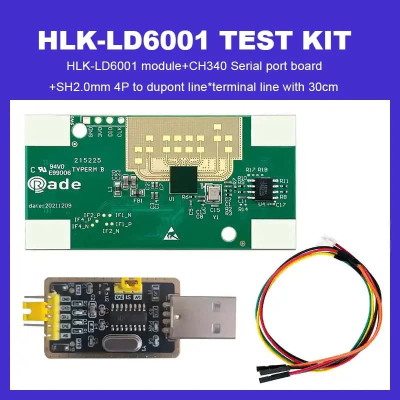 Nuovo 60GHz HLK-LD6001 FMCW 60G Radar Sensore di movimento umano LD6001 Sensore intelligente Rilevatore di rilevamento area di movimento