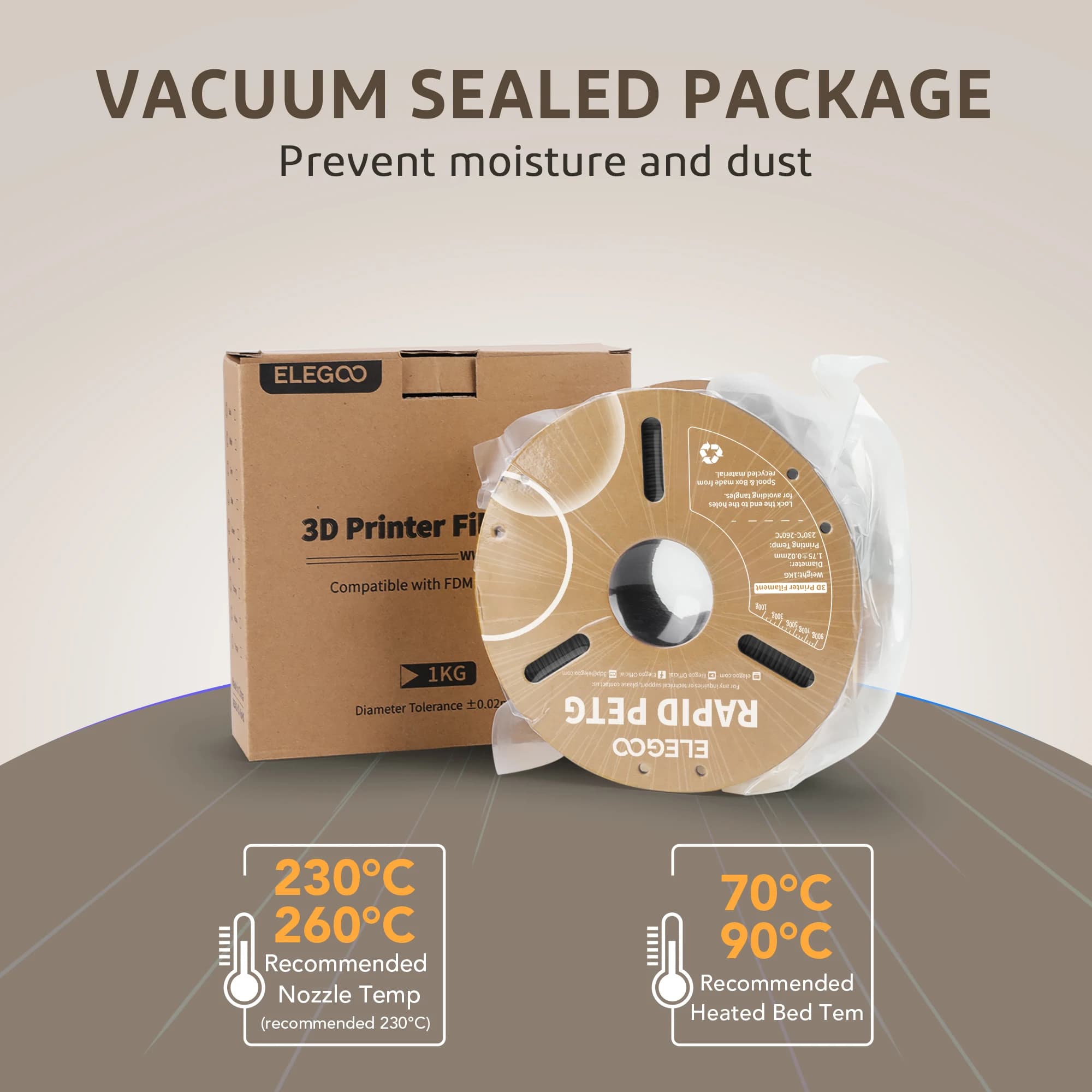 ELEGOO 1.075 mm PETG fastening 2 kg/5 kg/10 kg per USA/EU