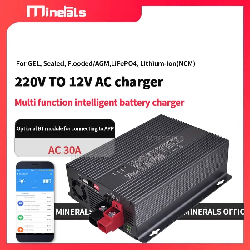 Caricabatteria intelligente da ca a cc 12V 30A supporta batterie al Gel AGM al piombo LiPo LFP4 caricabatteria al litio APP BT opzionale