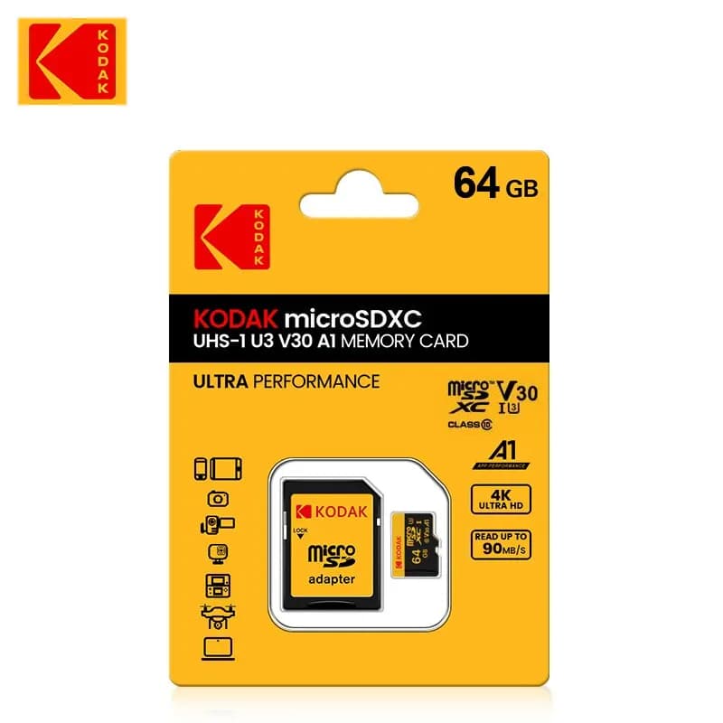 Scheda di memoria KODAK 512GB 256GB Micro SD fino a 100 MB/s Class10 U3 32GB 64GB 128GB TF Card HD per adattatore lettore di schede USB Microsd